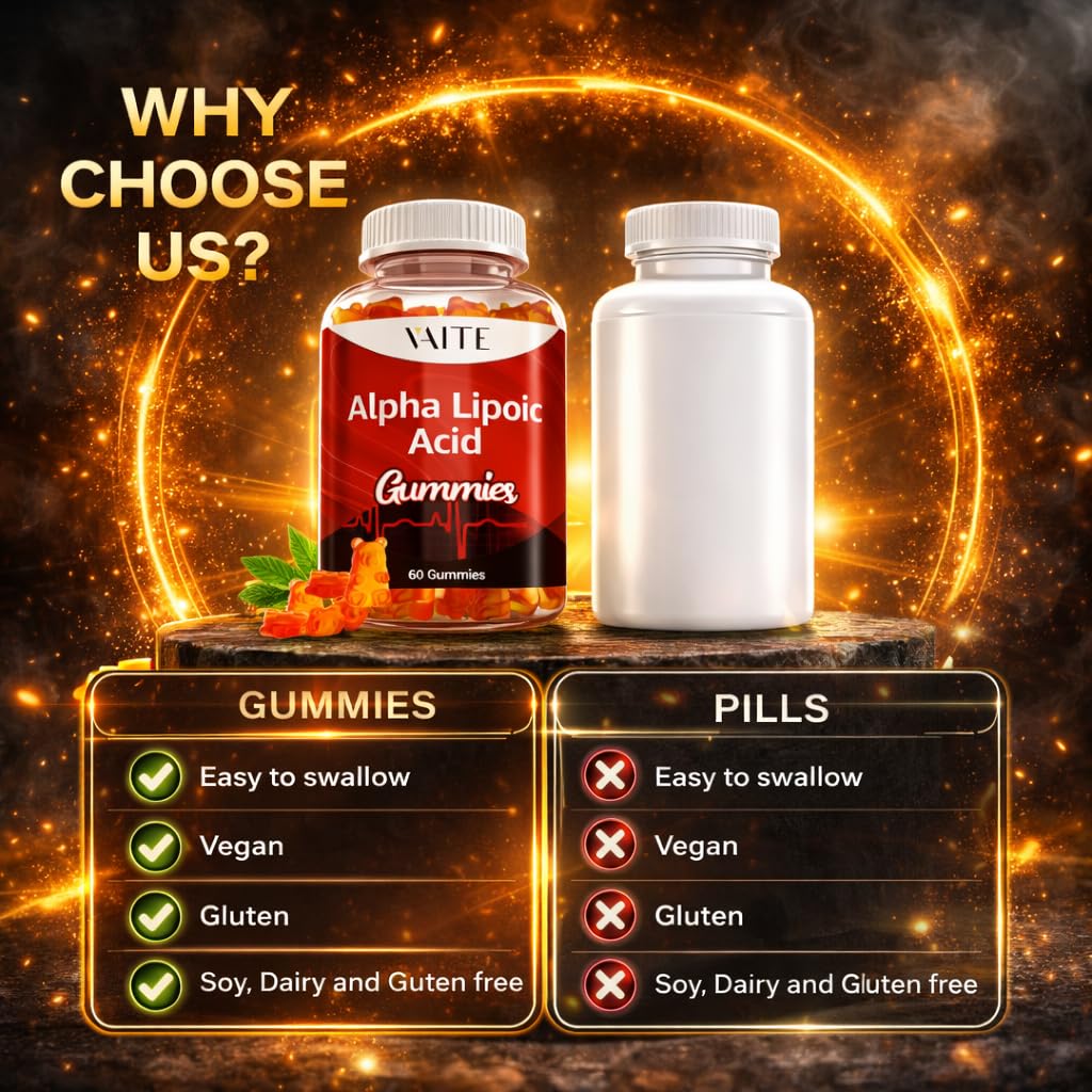 VAITE Chewable Alpha Lipoic Acid supplement on a wooden table