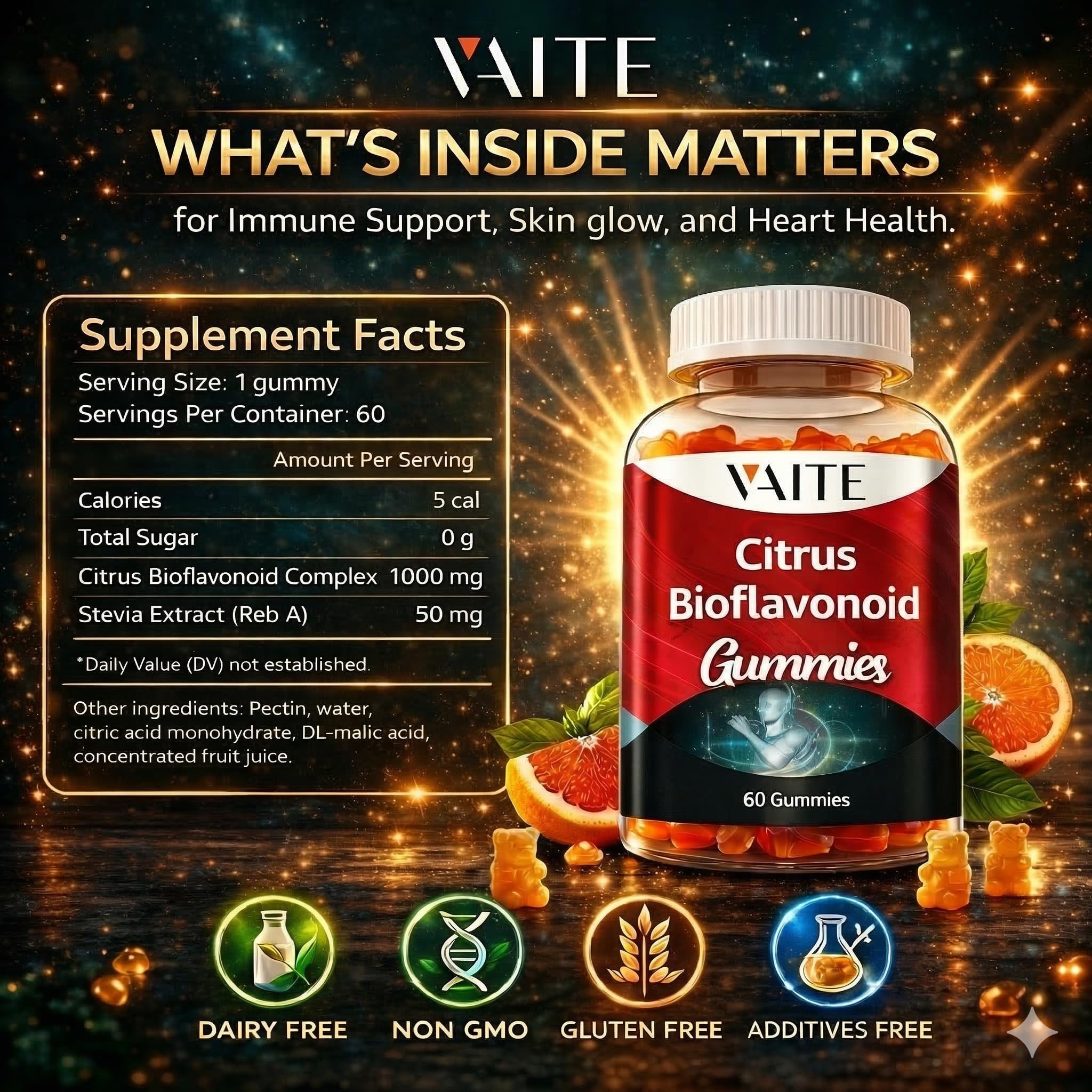 VAITE Citrus Bioflavonoid Complex chewable gummies close-up