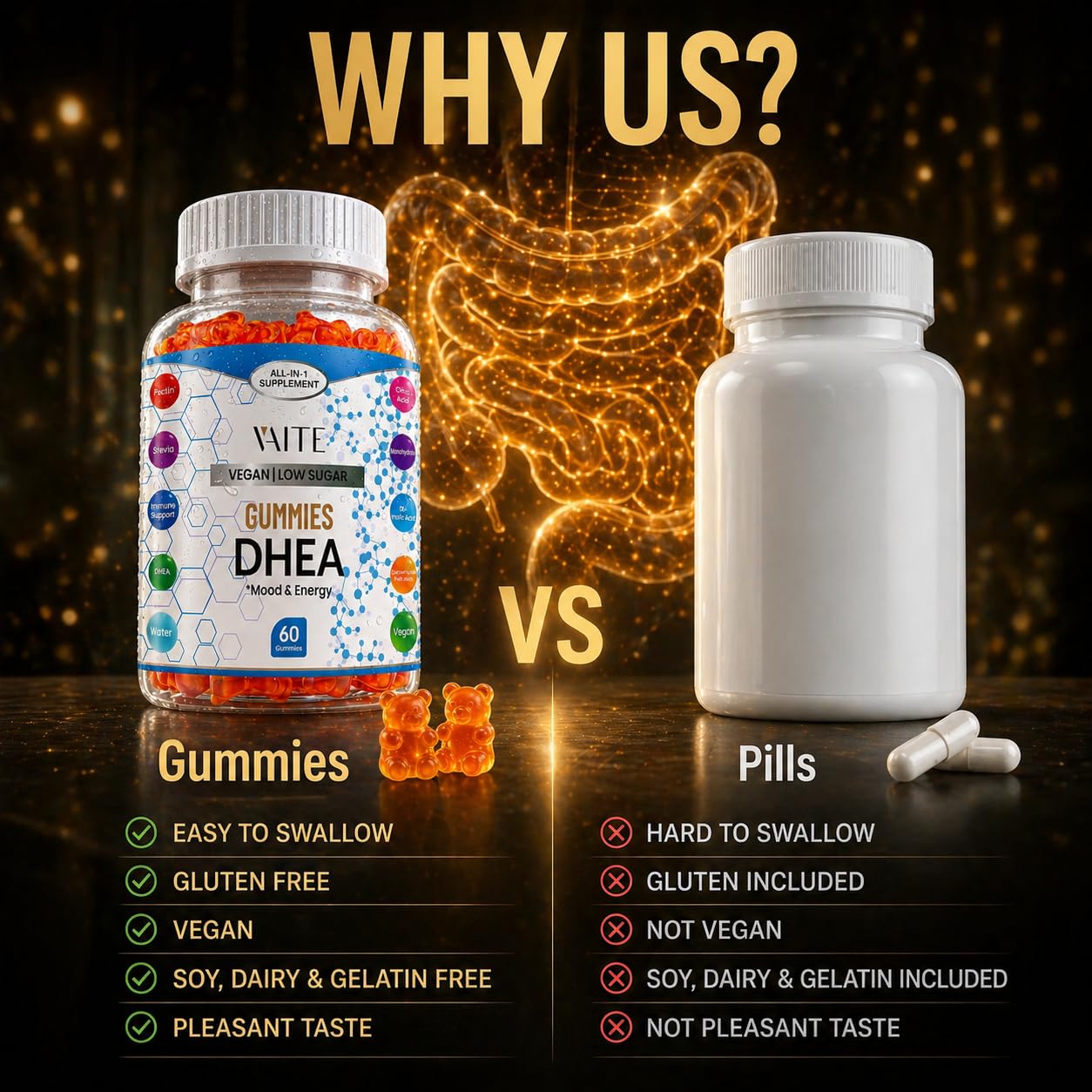 VAITE DHEA Chewable Gummies with fresh fruit