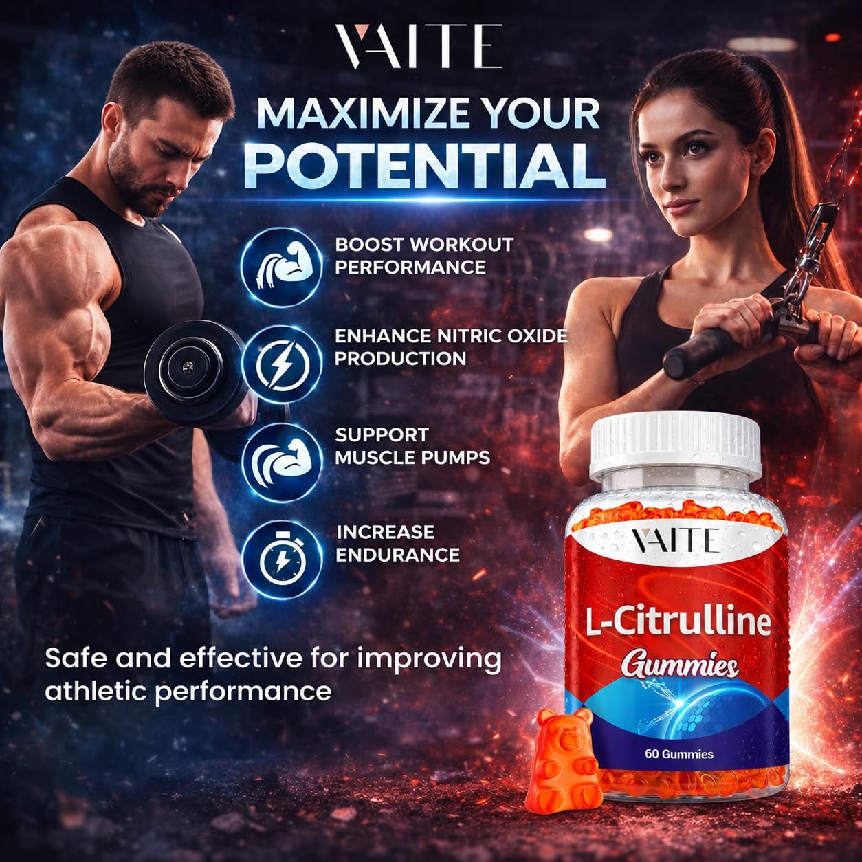 VAITE L-Citrulline Gummies side view showing nutritional information