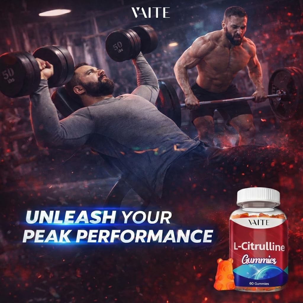 VAITE L-Citrulline Gummies with fresh fruit backdrop