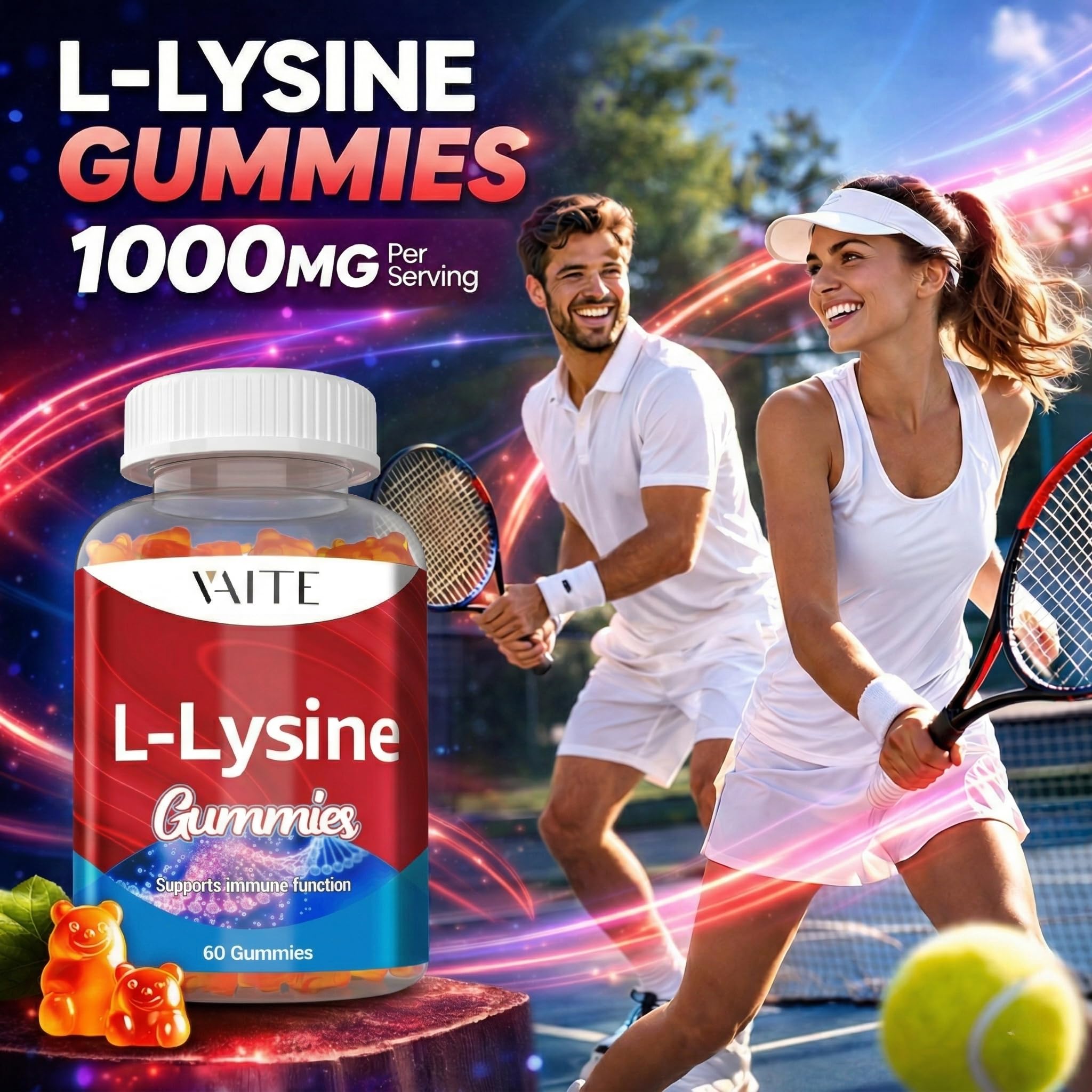 VAITE L-Lysine 1000mg Gummies with measuring spoon