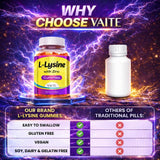 VAITE L-Lysine Gummies with a background of fresh ingredients