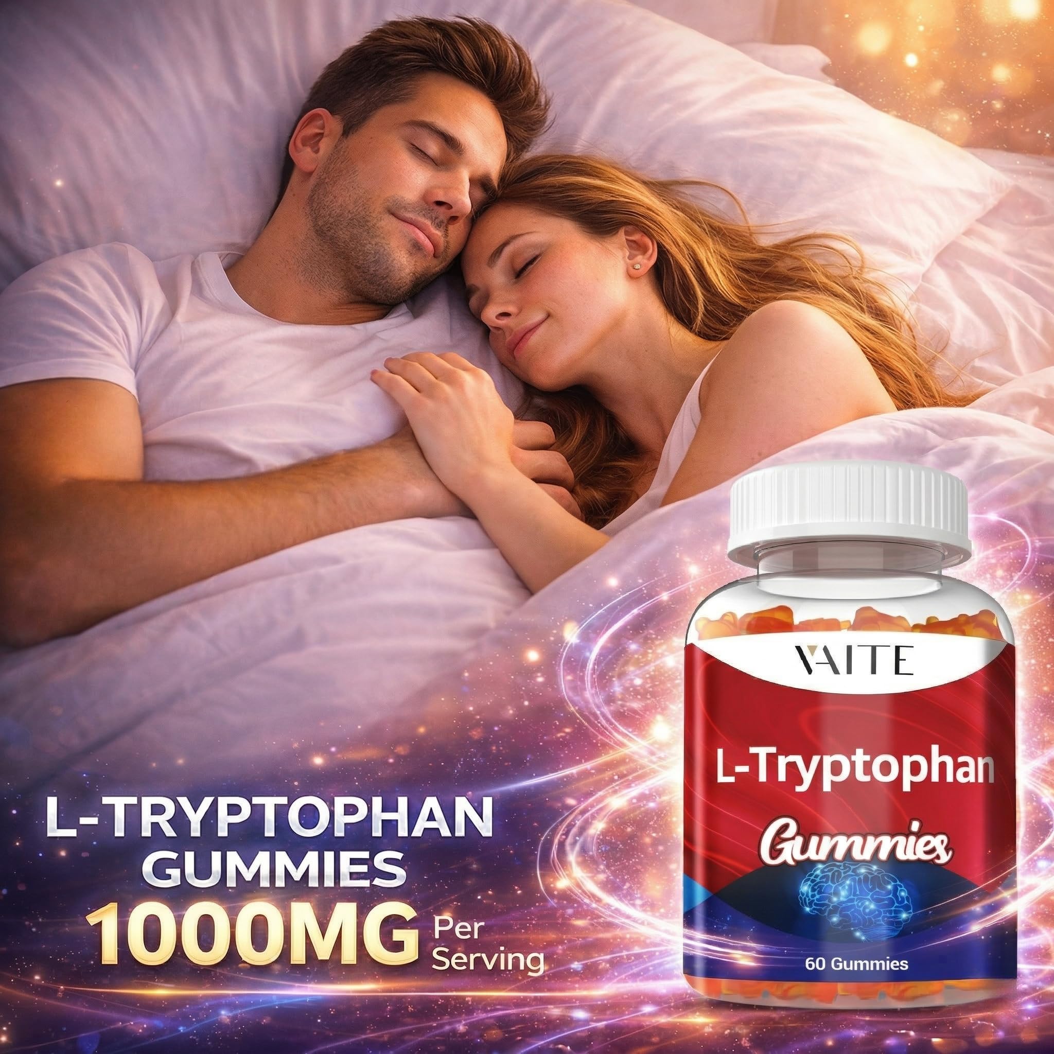 VAITE L-Tryptophan 1000mg Gummies displayed with other supplements