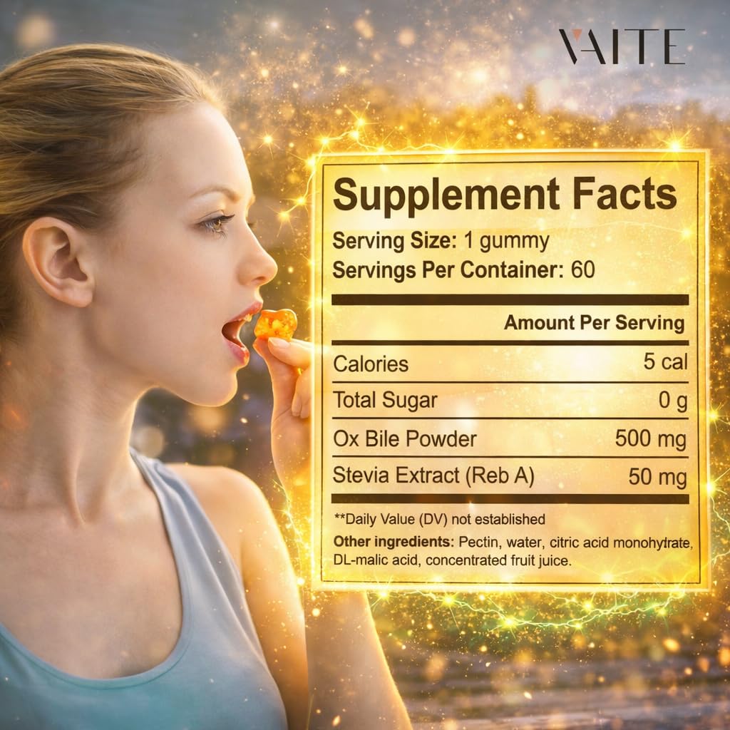 VAITE Ox Bile Gummies 500mg close-up of gummies