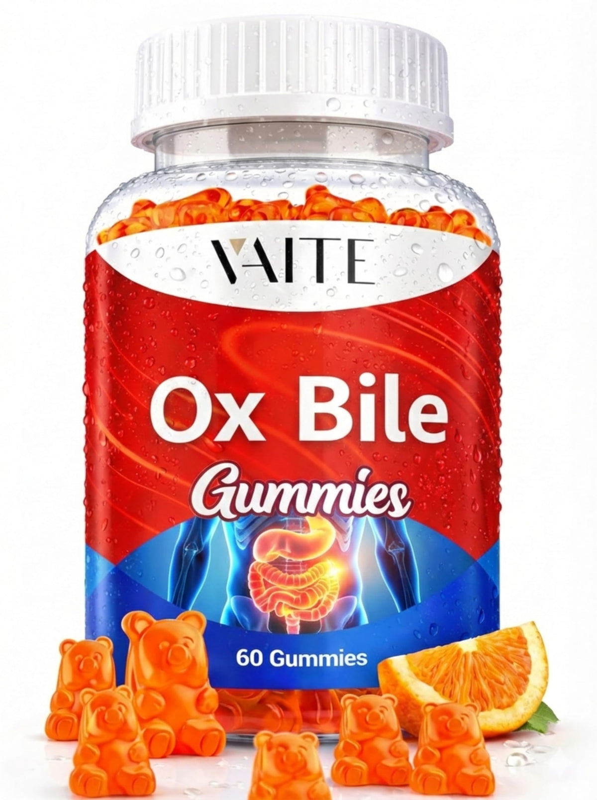 VAITE Ox Bile Gummies 500mg front view with packaging