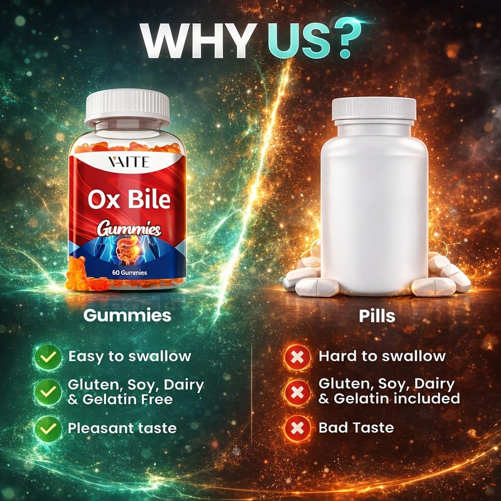 VAITE Ox Bile Gummies 500mg lifestyle shot on kitchen counter