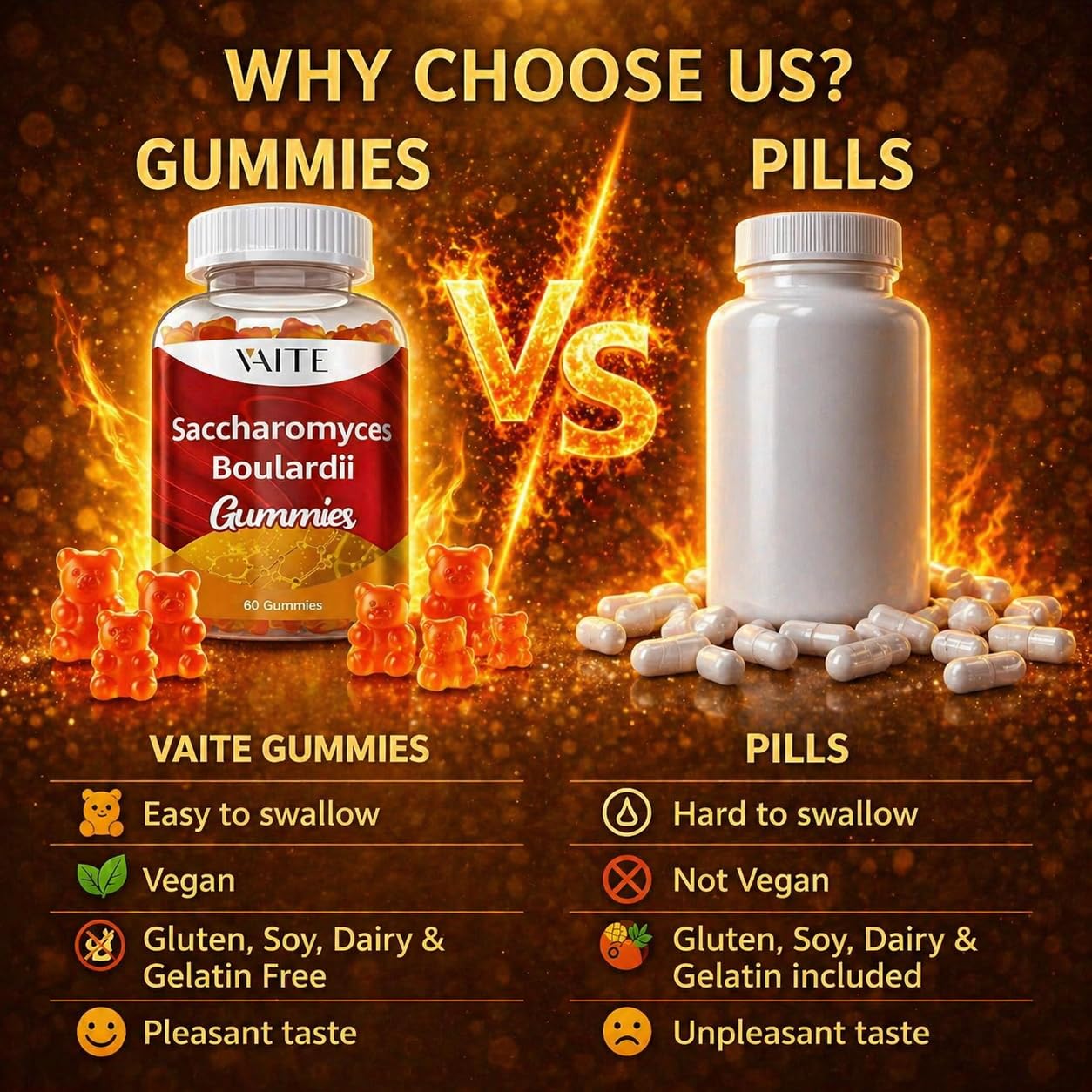 VAITE Probiotic Supplement with measuring scoop