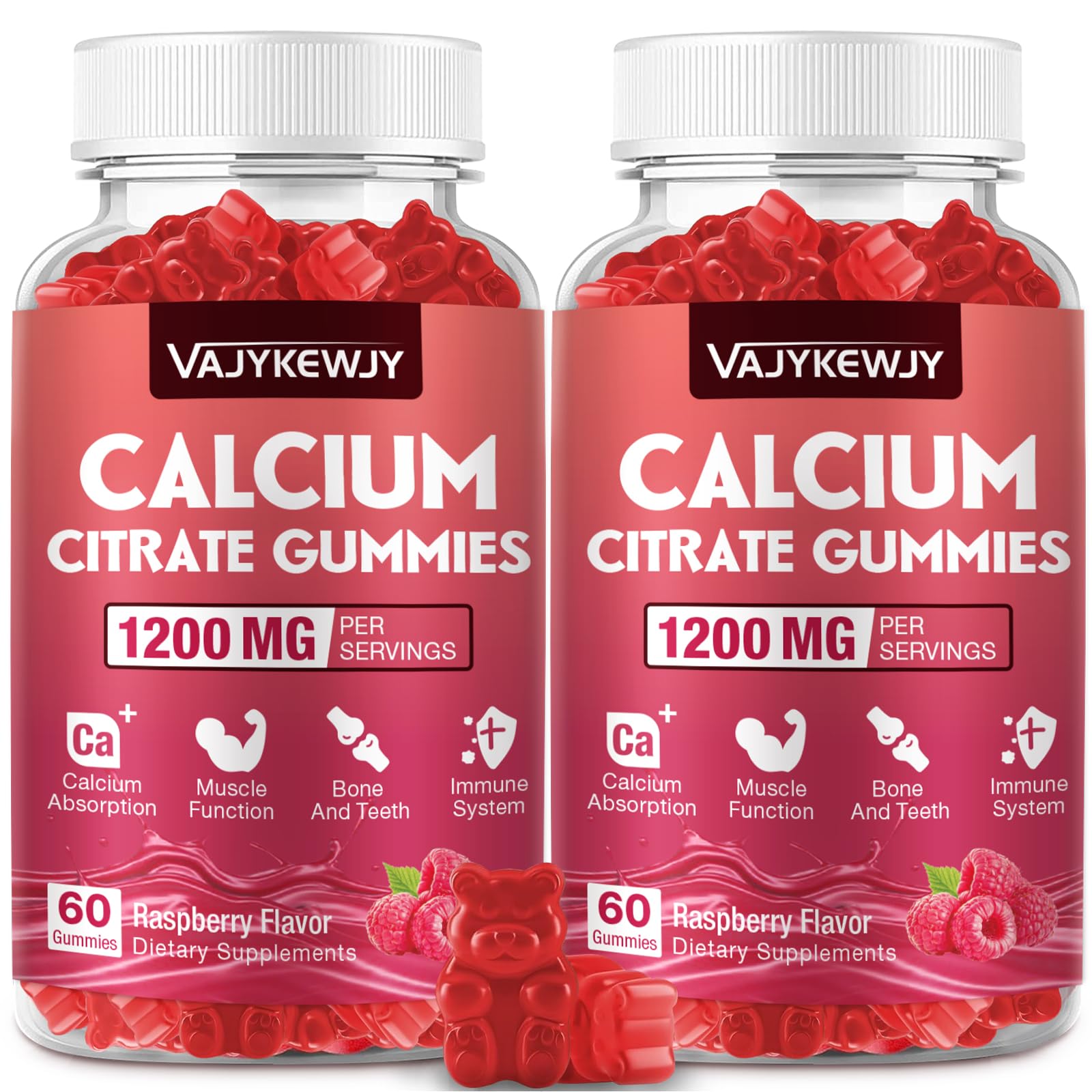 VAJYKEWJY Calcium Citrate Gummies bottle front view