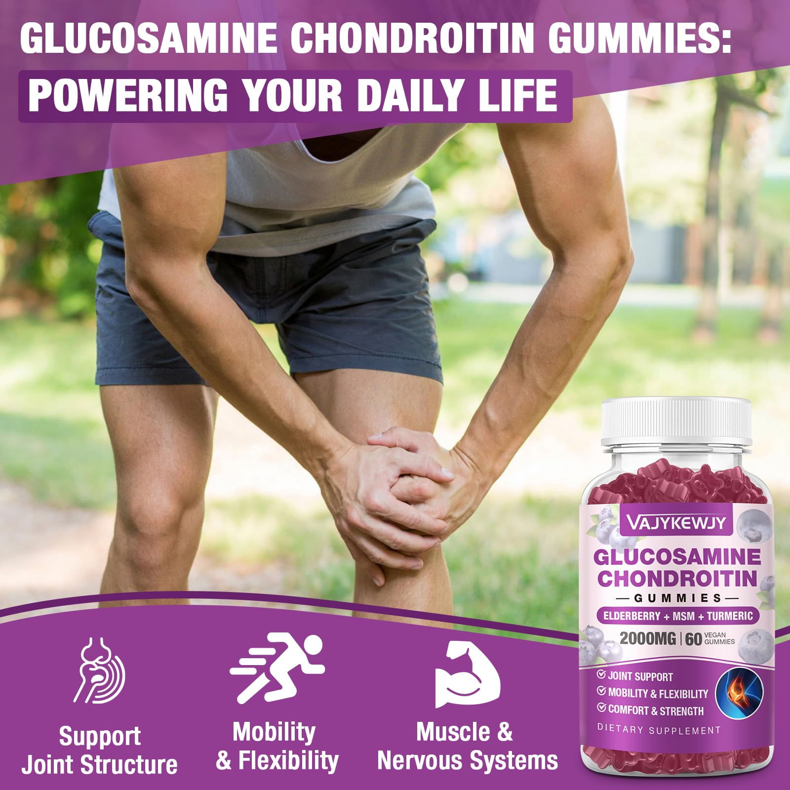 VAJYKEWJY Chondroitin Gummies side view of bottle