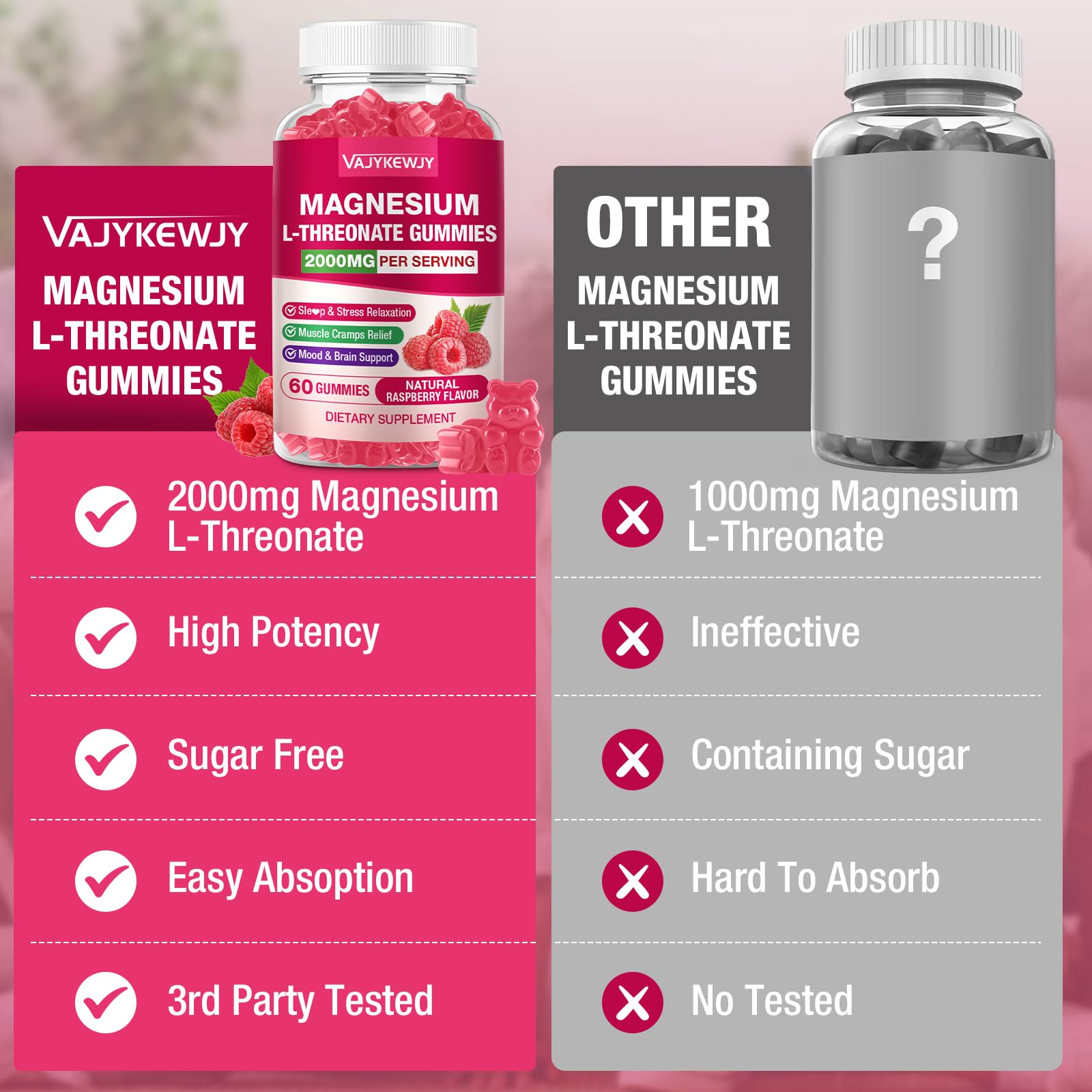VAJYKEWJY Magnesium L-Threonate Gummies opened bottle