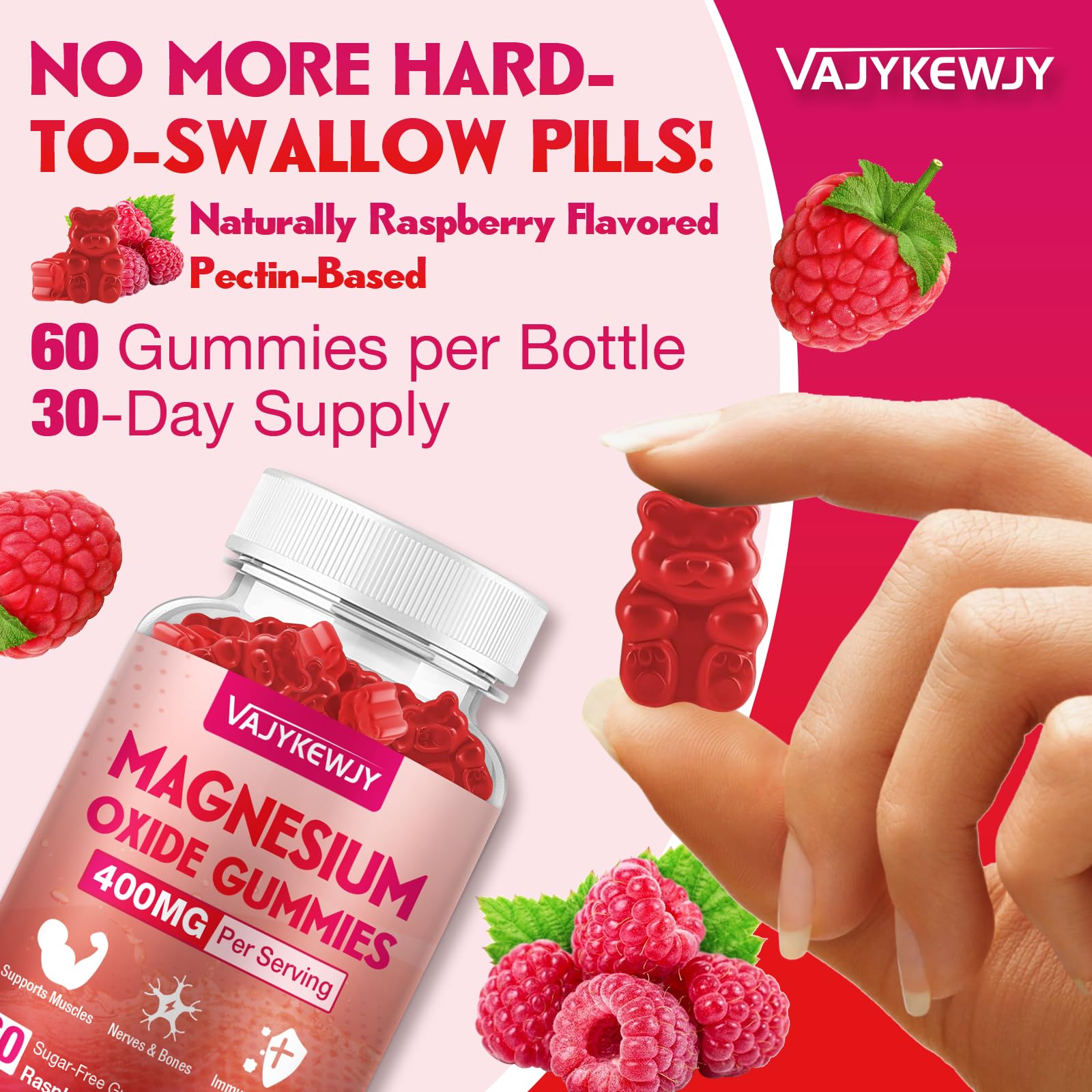 VAJYKEWJY Magnesium Oxide Gummies bottle side view