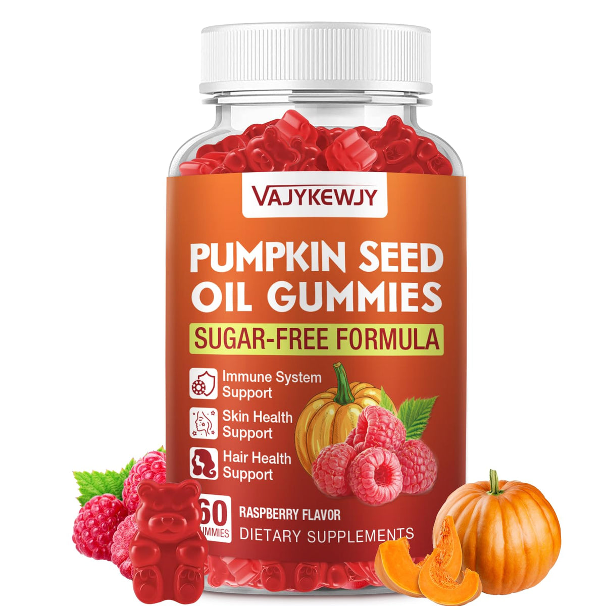 VAJYKEWJY Pumpkin Seed Oil & Saw Palmetto Gummies bottle front view