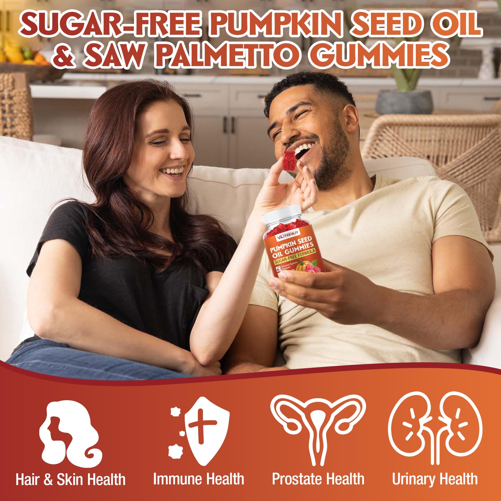 VAJYKEWJY Pumpkin Seed Oil & Saw Palmetto Gummies raspberry flavour