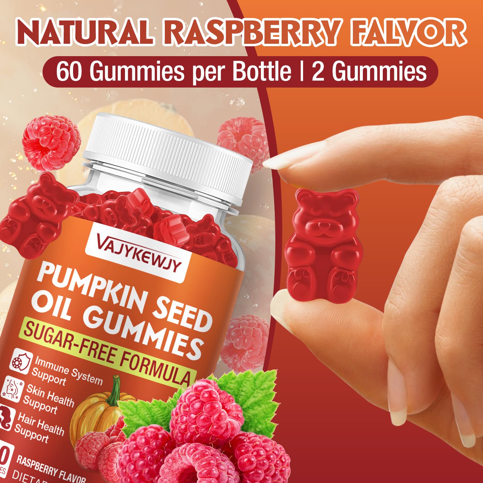 VAJYKEWJY Pumpkin Seed Oil & Saw Palmetto Gummies side view