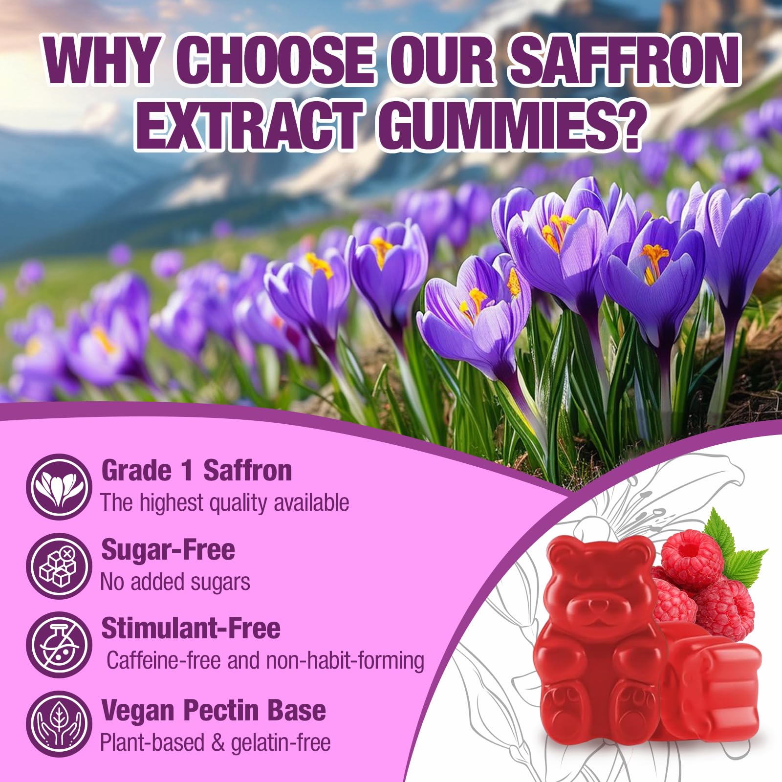 VAJYKEWJY Saffron Gummies bottle side view