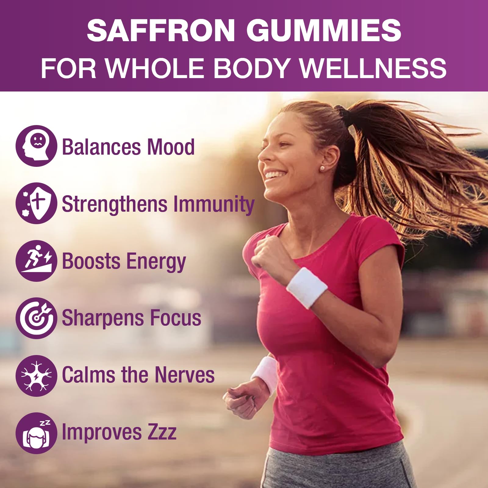 VAJYKEWJY Saffron Gummies with ingredients displayed