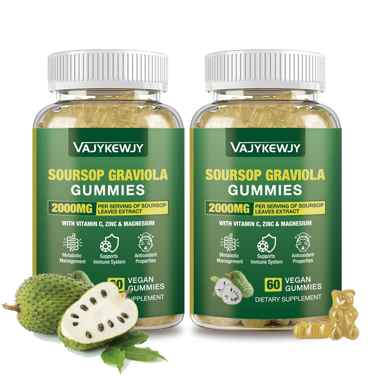 VAJYKEWJY Soursop Gummies 2000mg front view