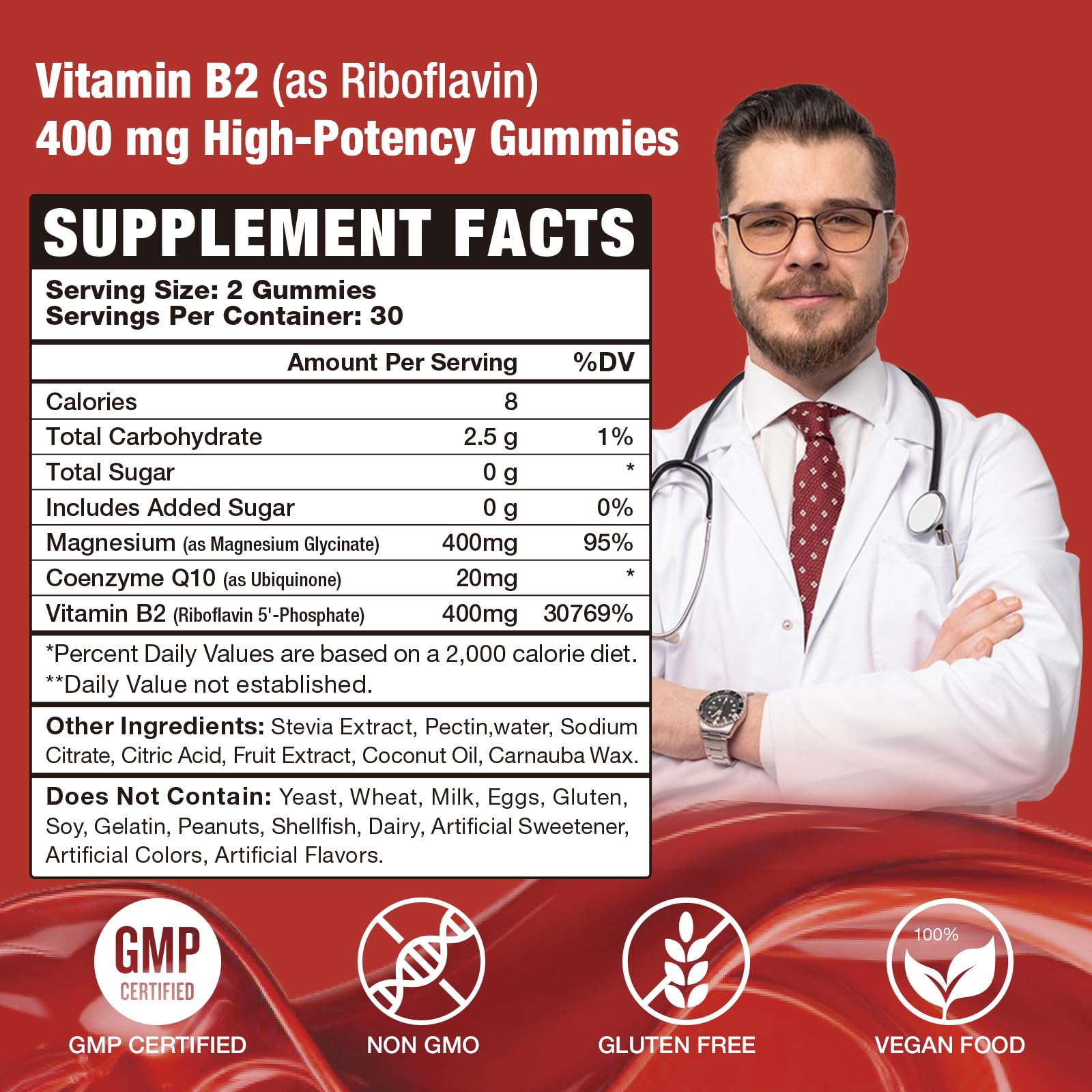 VAJYKEWJY Vitamin B2 Gummies natural strawberry flavour