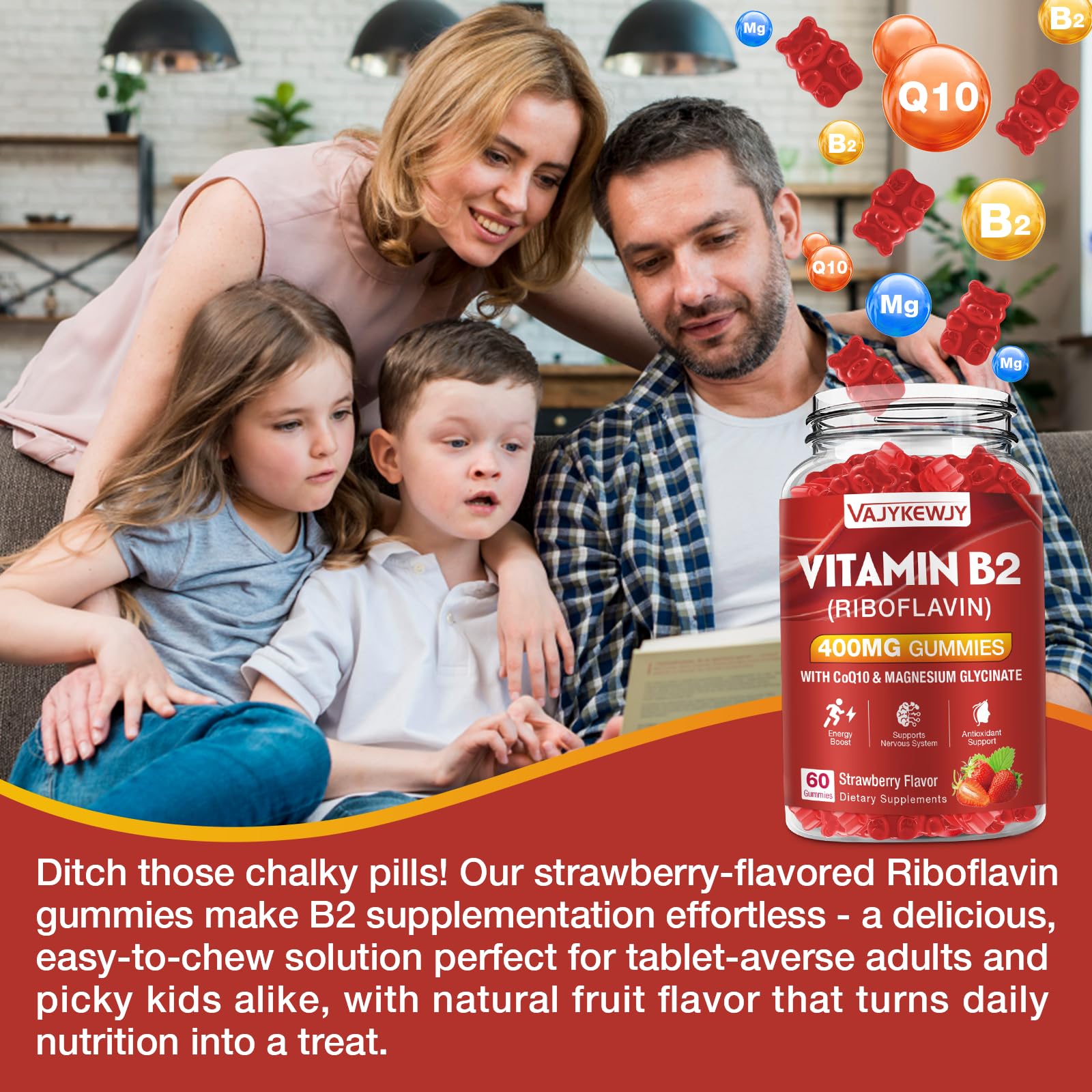 VAJYKEWJY Vitamin B2 Gummies packaging details