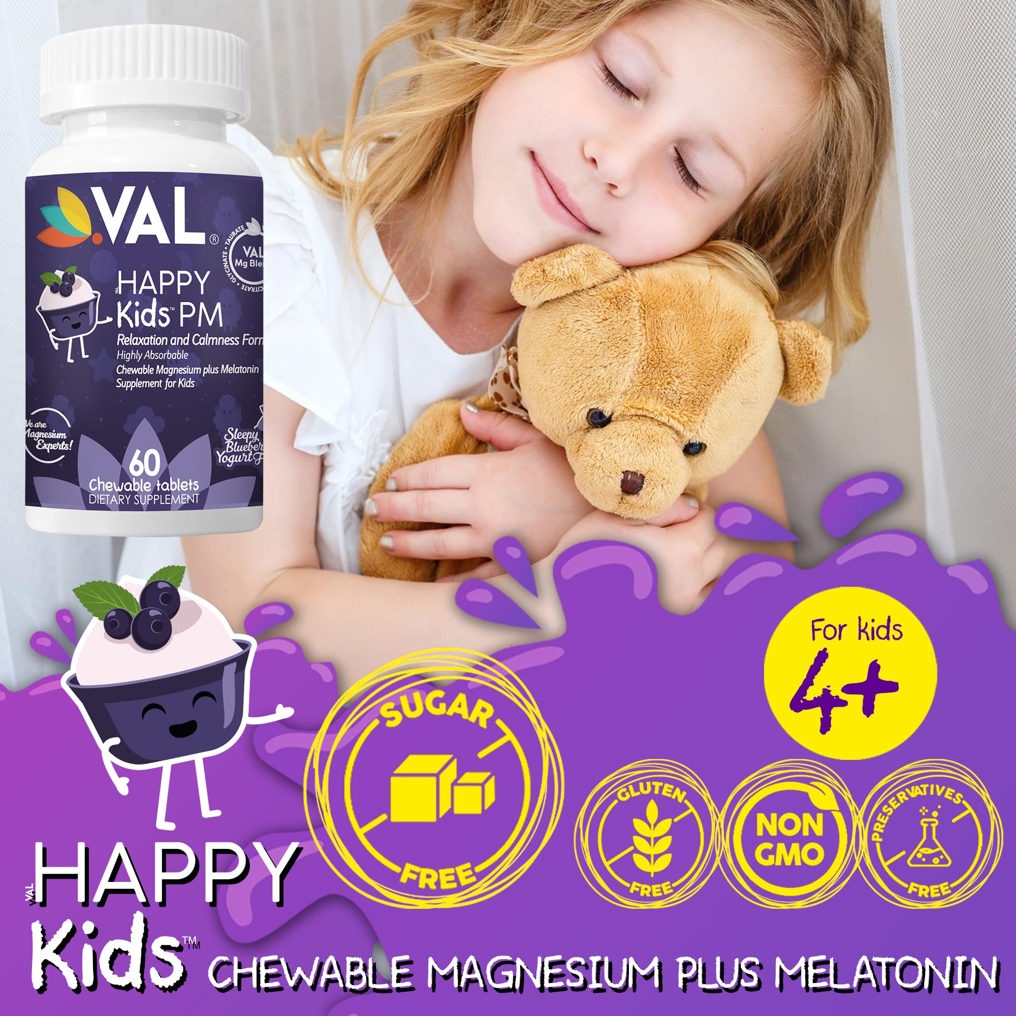 VAL Children's Magnesium Chewables 100mg with melatonin ingredients list