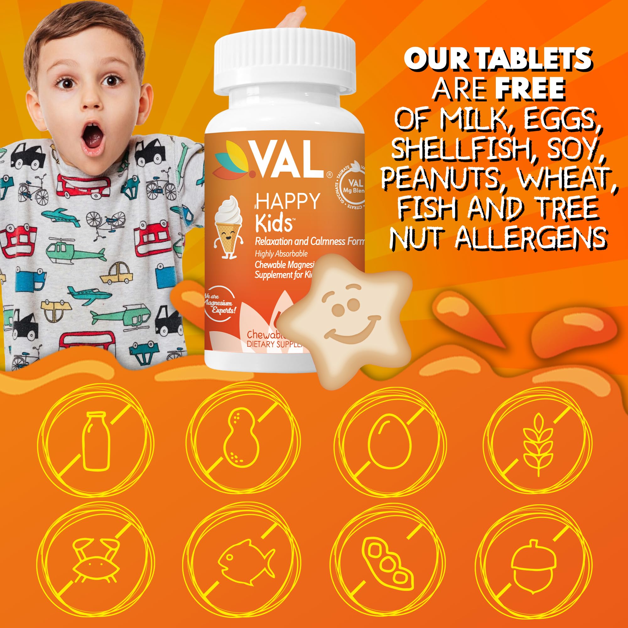 VAL Magnesium Chewable Tablets for Kids close-up of tablets