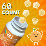 VAL Magnesium Chewable Tablets showing the fun shapes and colours