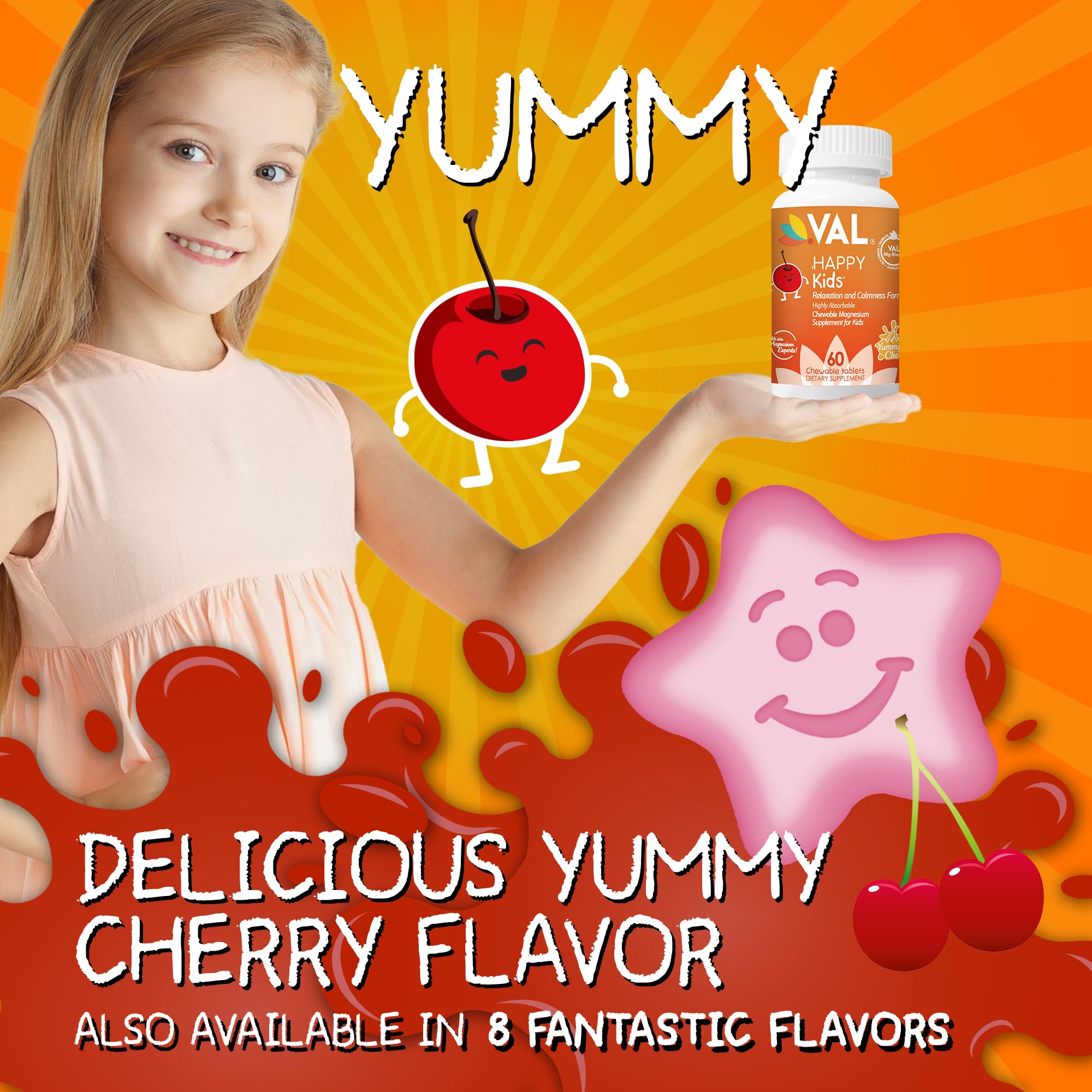 VAL Magnesium for Kids chewable tablets in a bowl