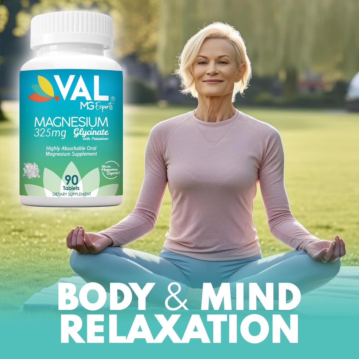 VAL Magnesium Glycinate Tablets 325mg side view
