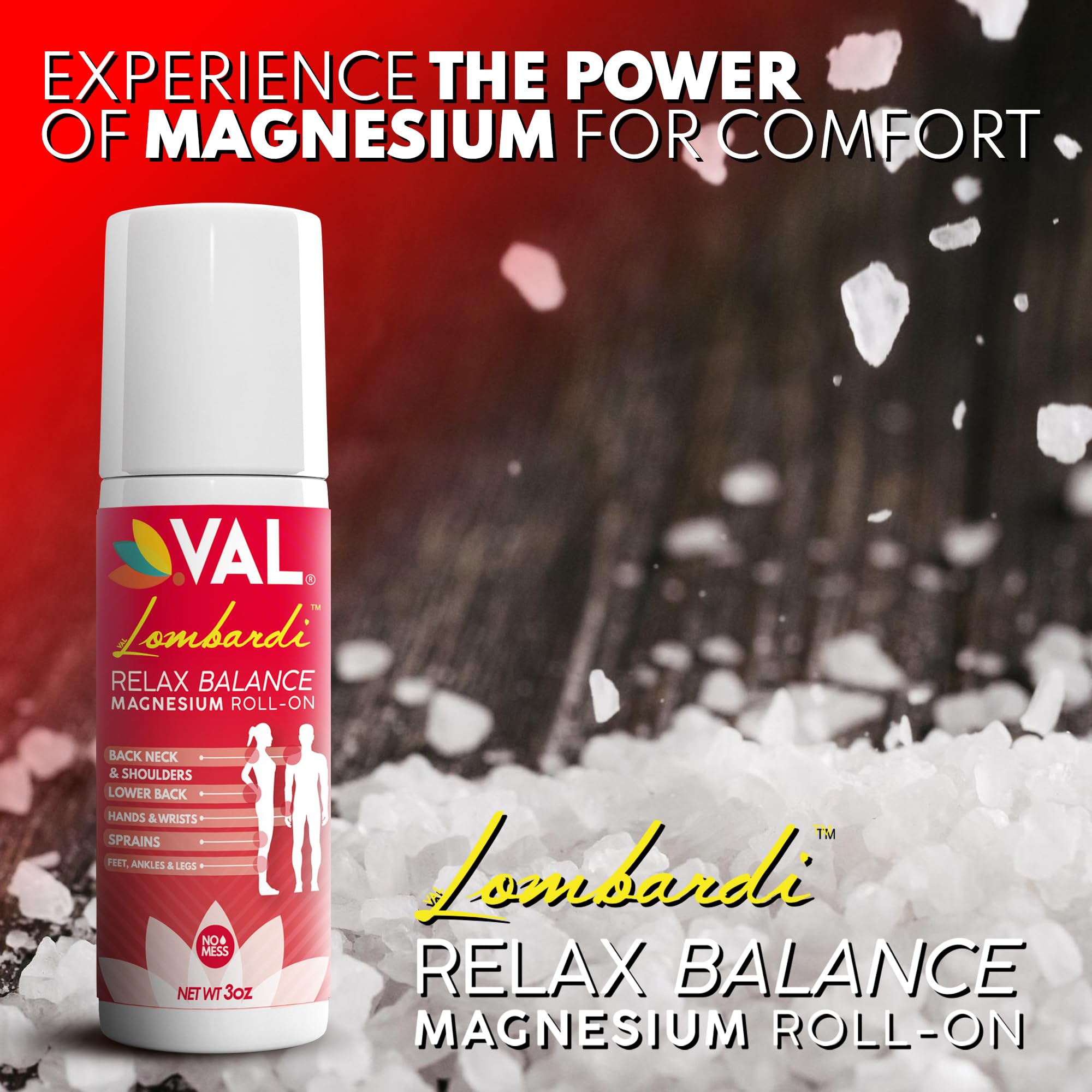 VAL Magnesium Roll-On 188mg side view highlighting roll-on applicator
