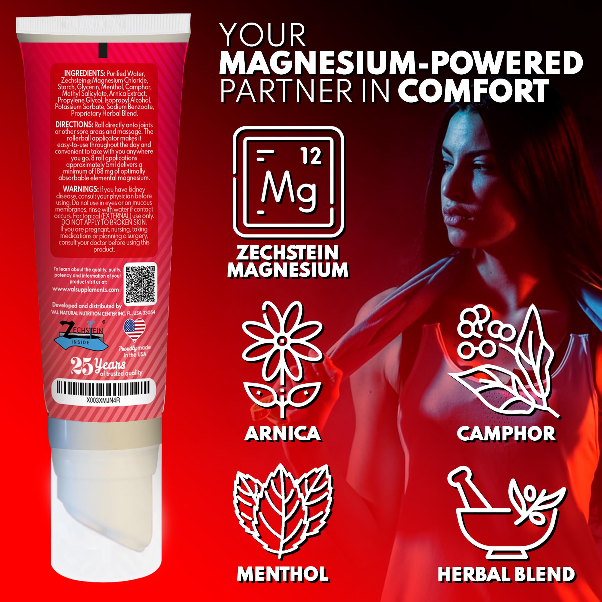 VAL Magnesium Roll-On in lifestyle setting with hands applying