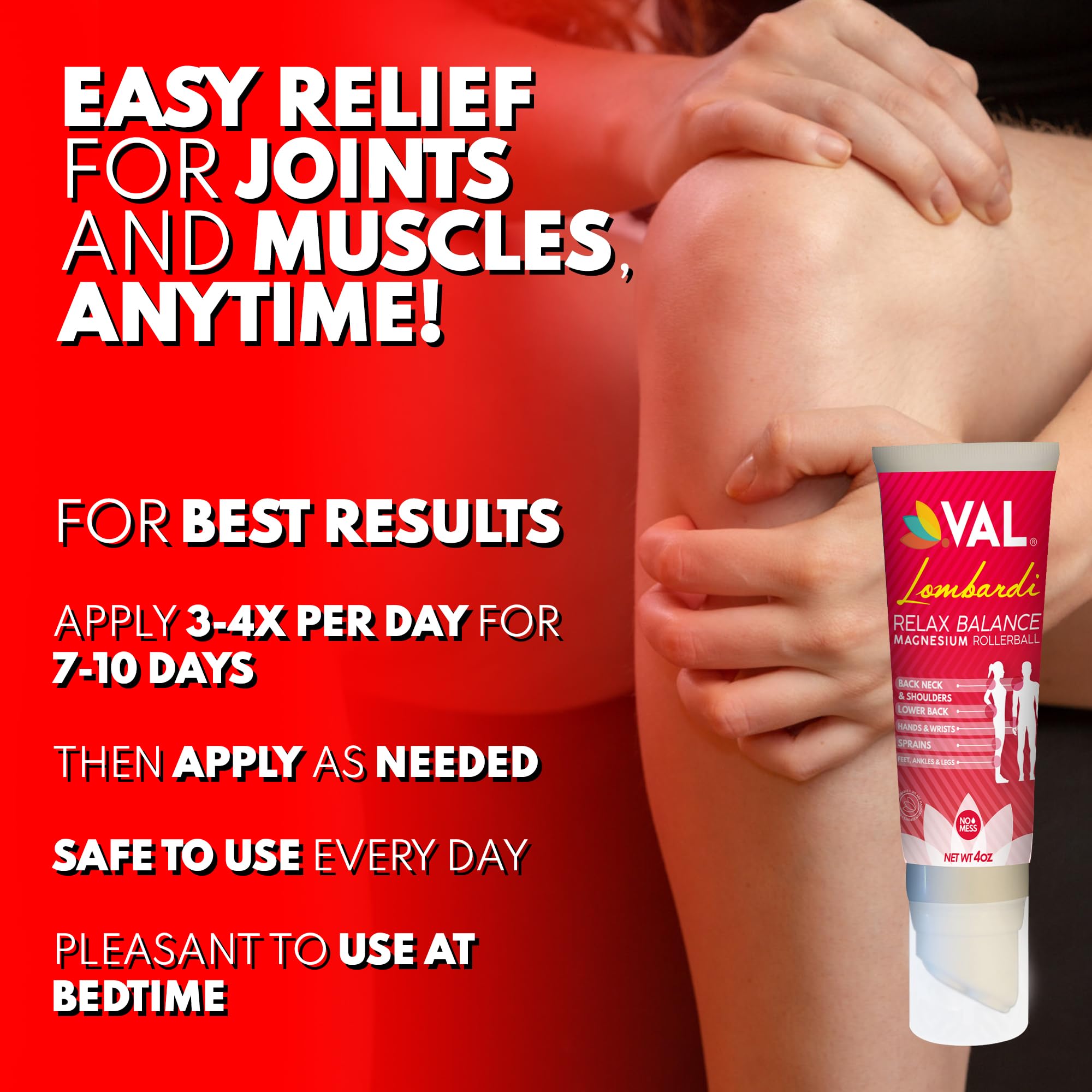 VAL Magnesium Roll-On with botanical ingredients on display