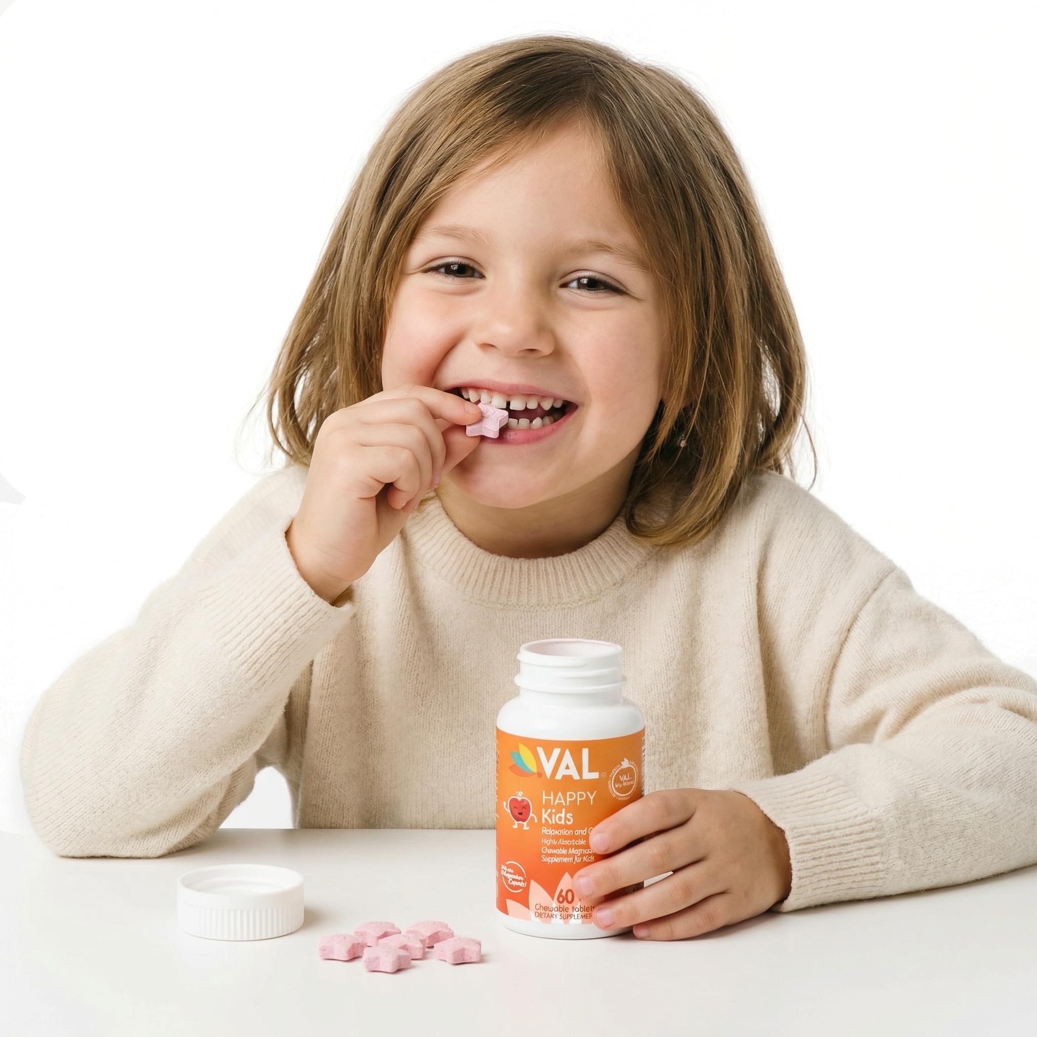 VAL Magnesium Supplement for Kids chewable tablets in natural apple flavour