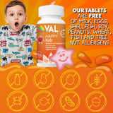 VAL Magnesium Supplement for Kids on a kitchen counter with fruit