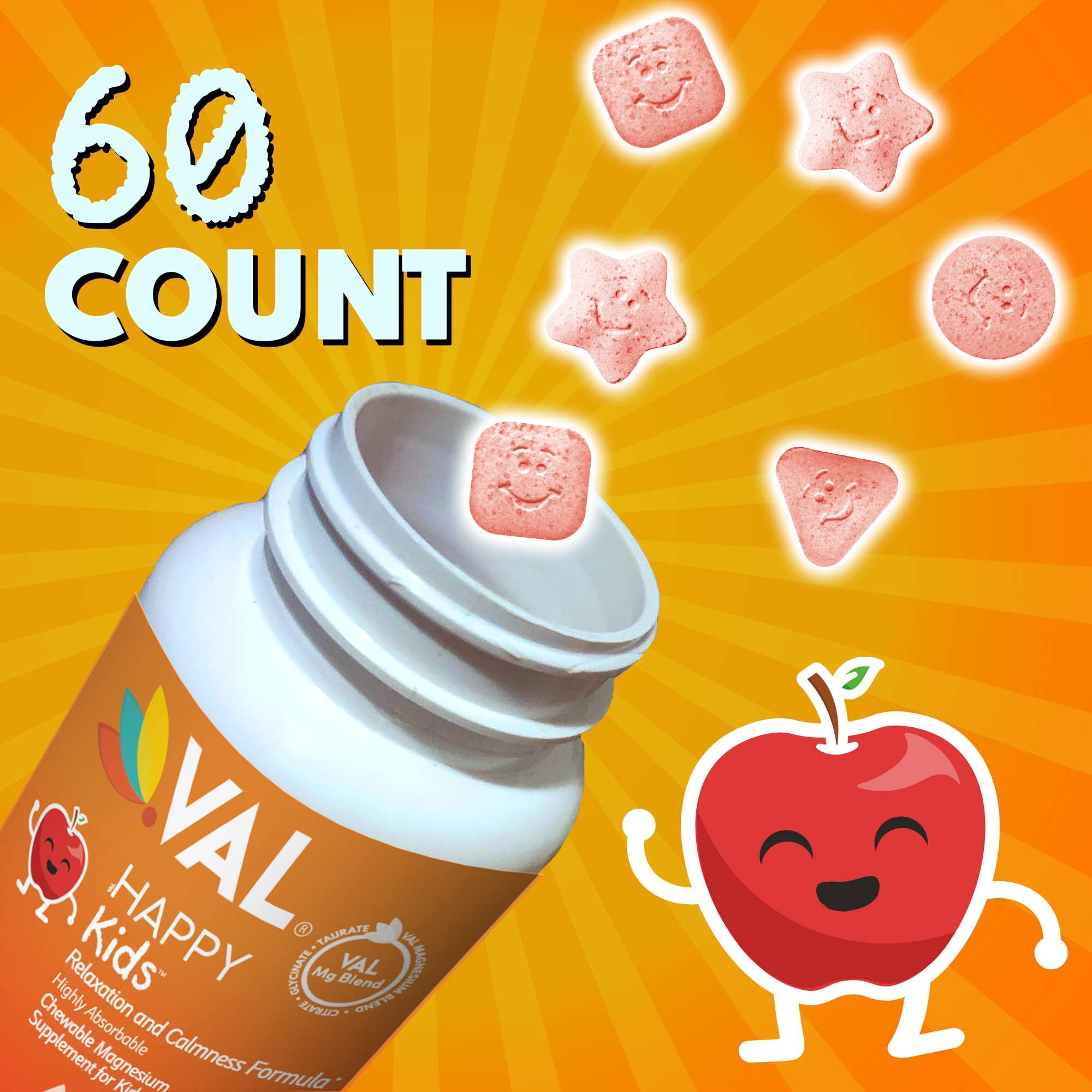 VAL Magnesium Supplement for Kids with a glass of water