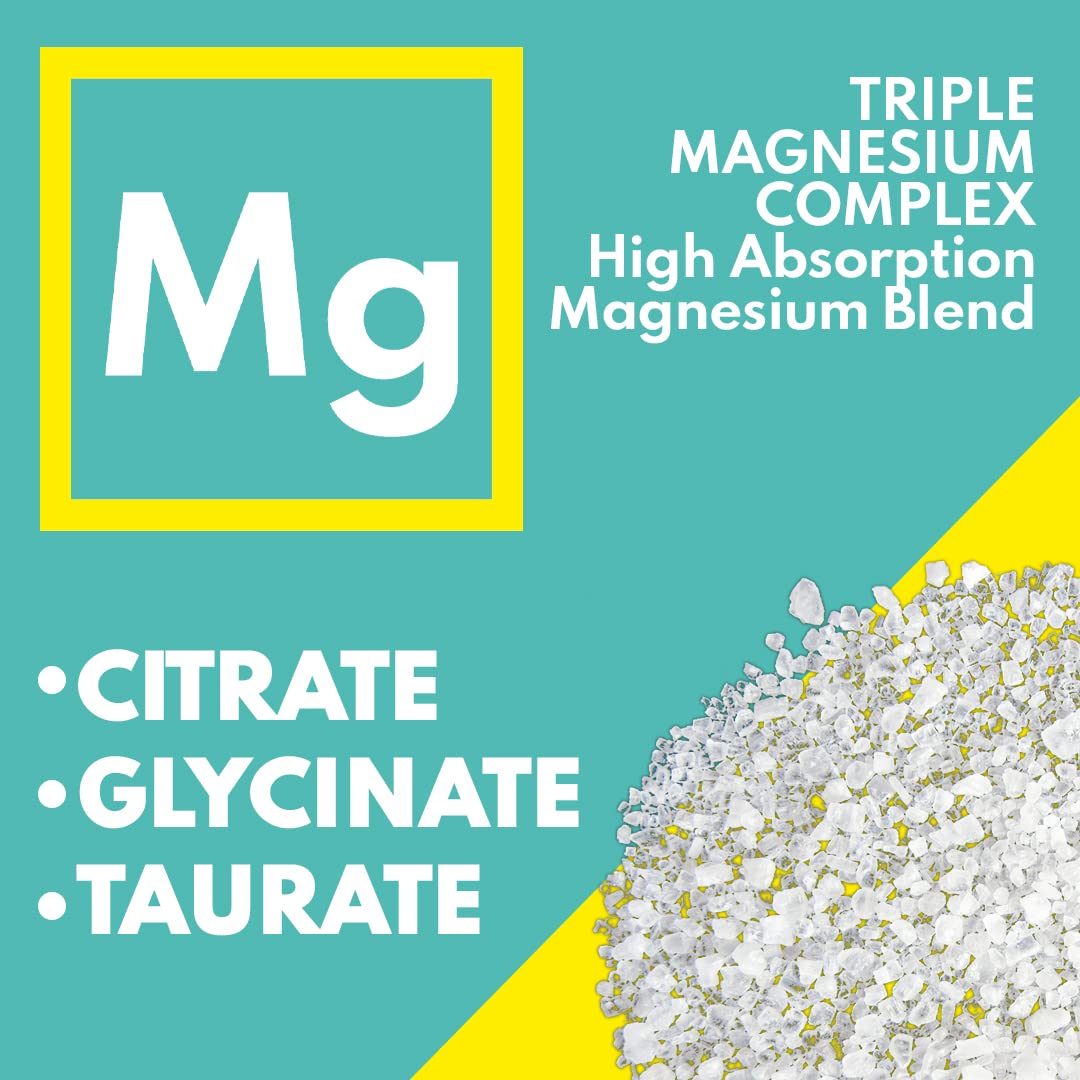 VAL Triple Magnesium Complex 400mg capsules on a wooden table