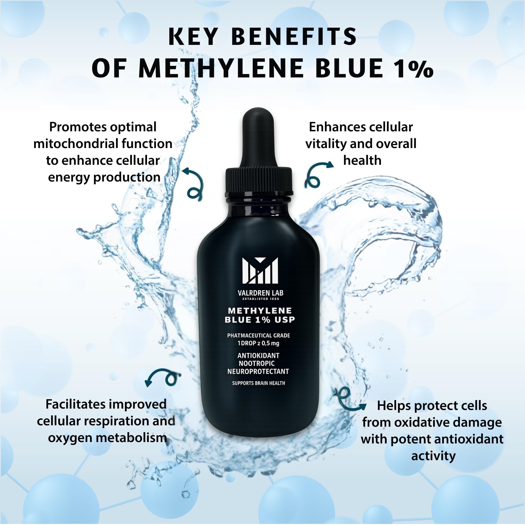 Valboren Labs Methylene Blue 1% Solution packaging side view