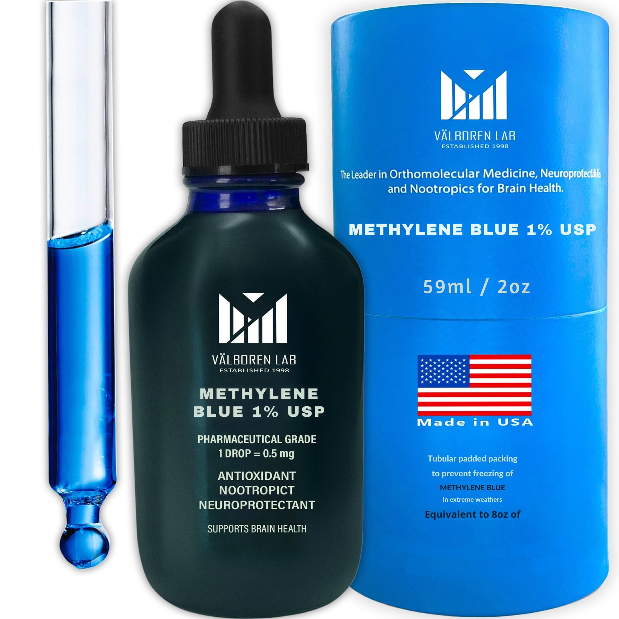 Valboren Labs Methylene Blue 1% supplement bottle front view