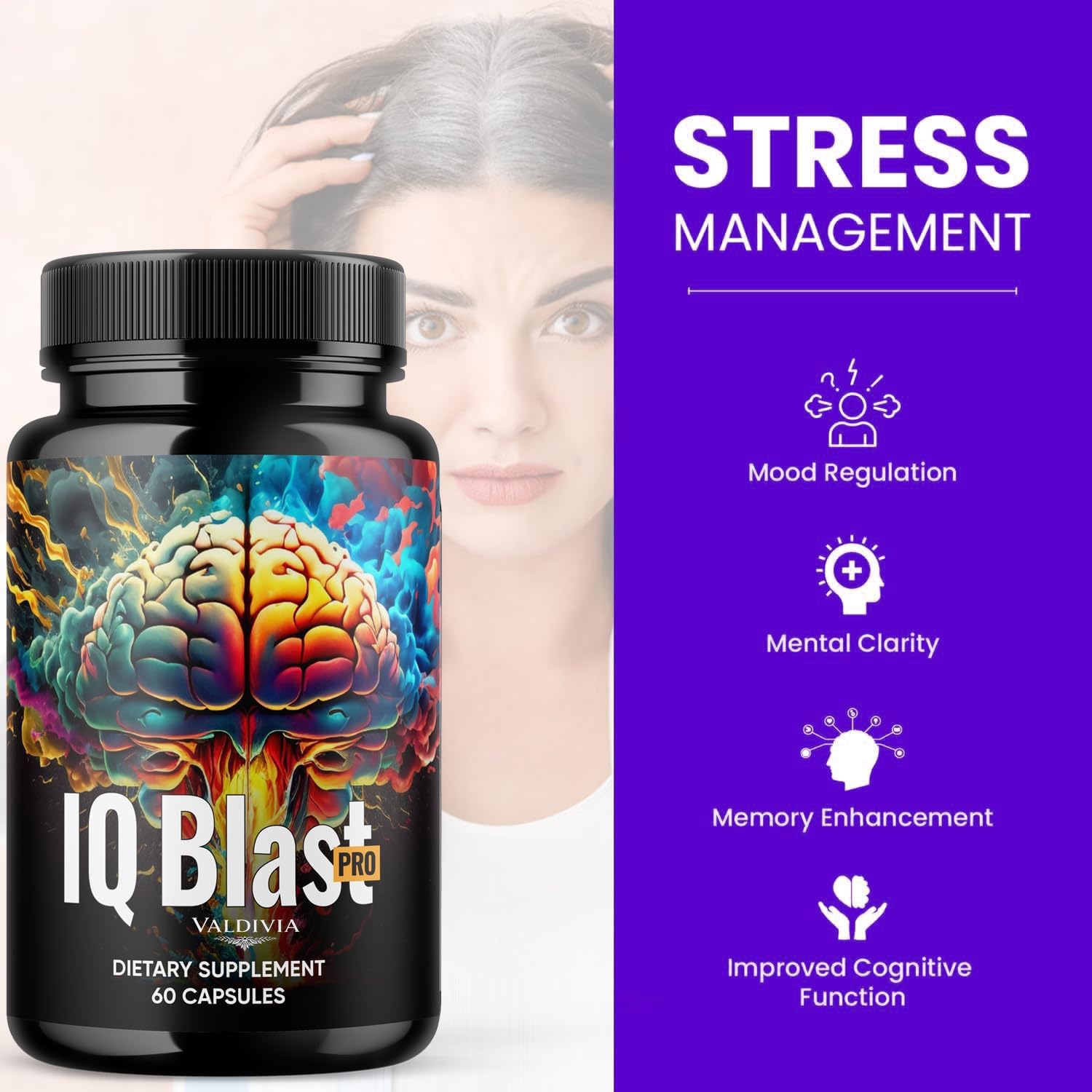 Valdivia IQ Blast Pro Capsules lifestyle shot on a kitchen counter
