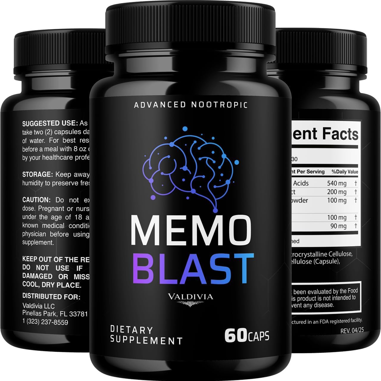 Valdivia Memo Blast Capsules packaging with product details