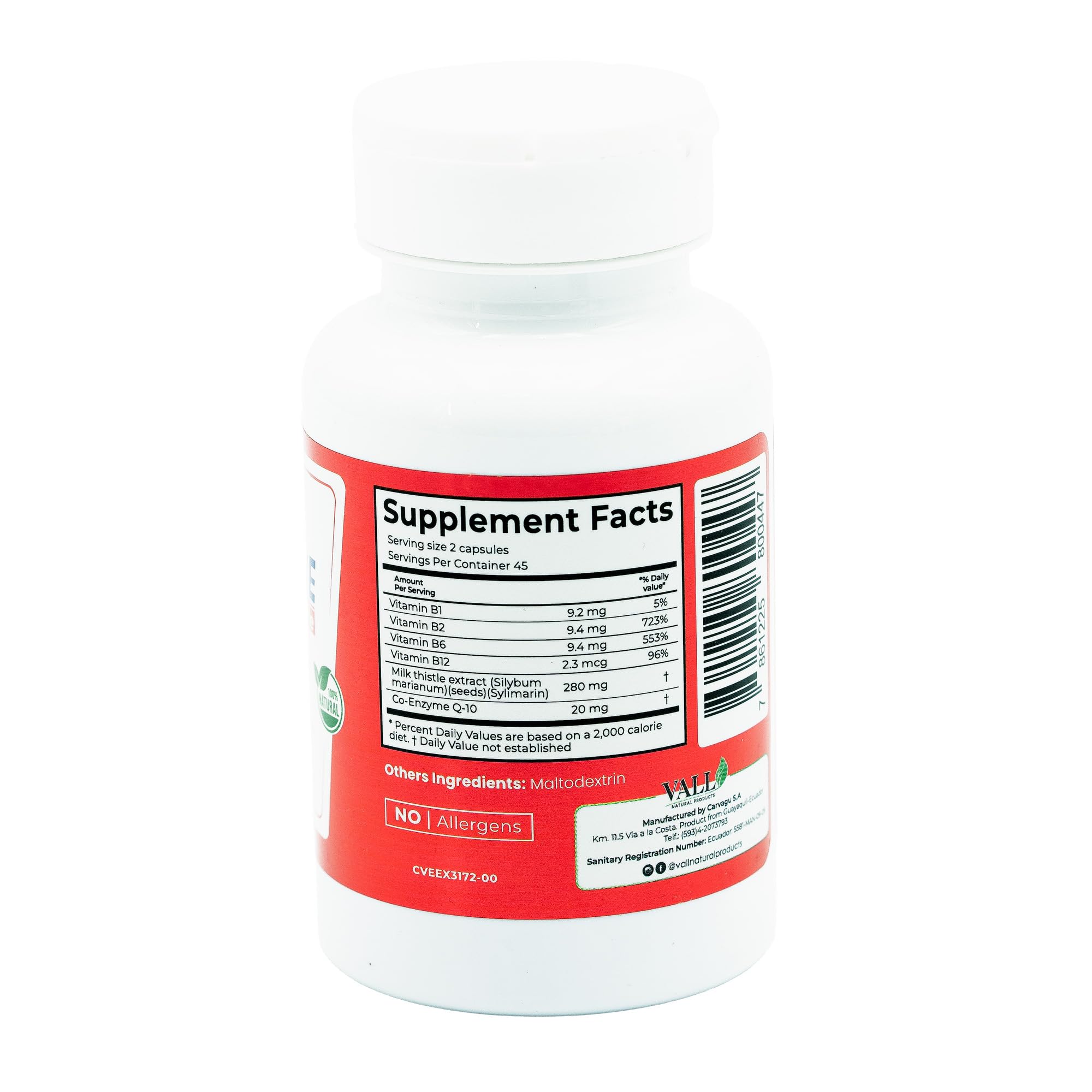 Vall Natural Products Milk Thistle Supplement side view