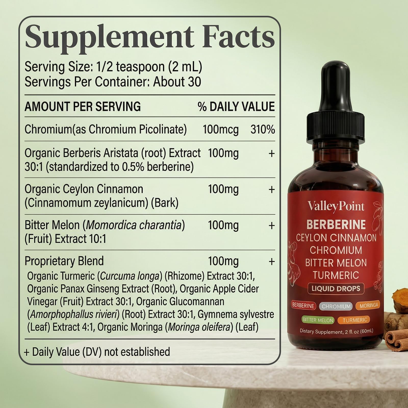 VALLEY POINT Garcinia Cambogia Supplement 50g ingredients list