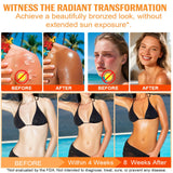Valleylux Daily Tanning Gummies displayed with a measuring spoon