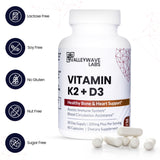 Valleywave Labs Vitamin D3 + K2 Capsules 5000 IU capsules on a surface