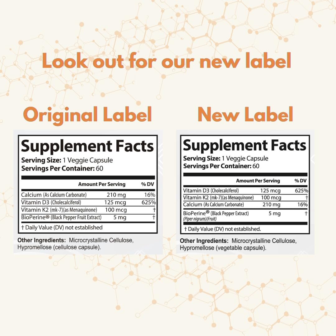 Valleywave Labs Vitamin D3 + K2 Capsules 5000 IU side view
