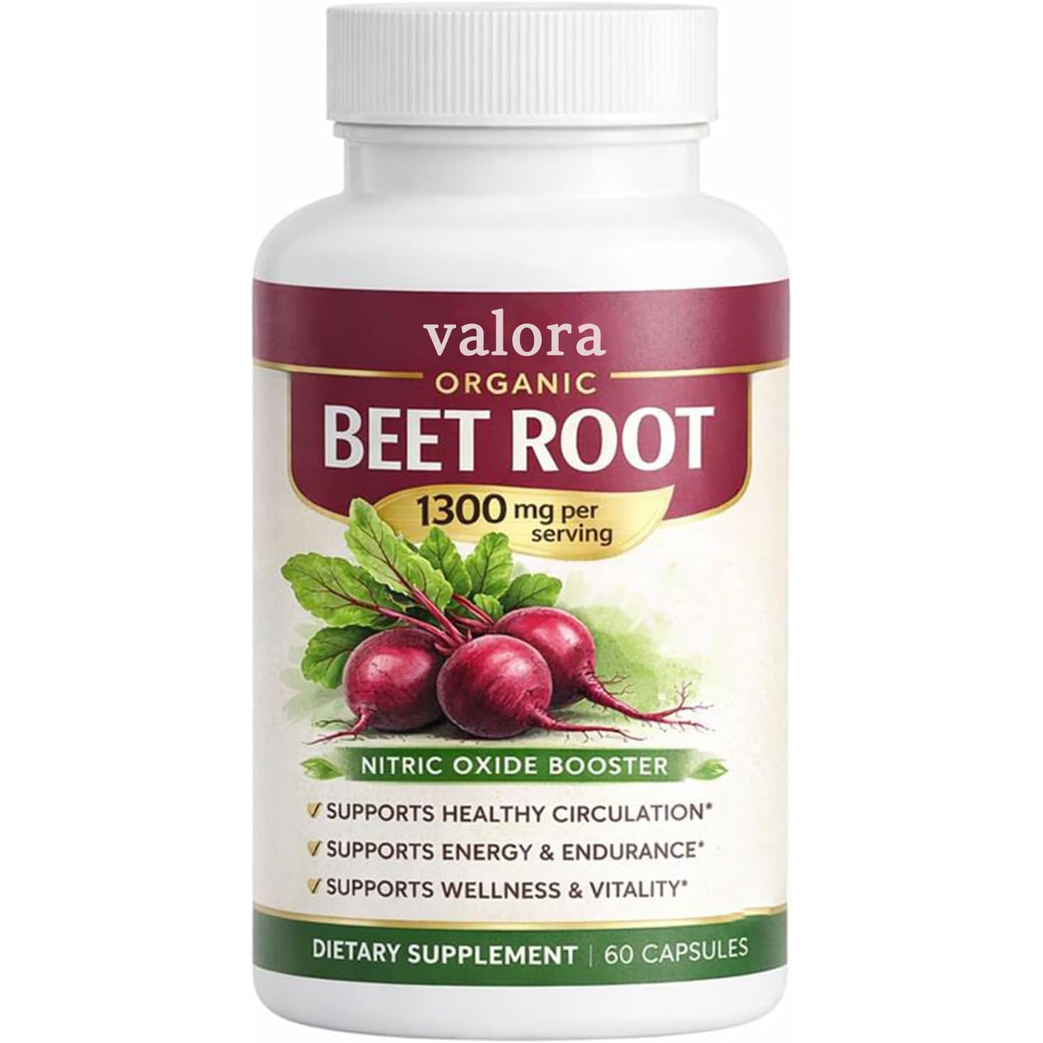 Valora Beravia Beet Root Capsules front view with packaging