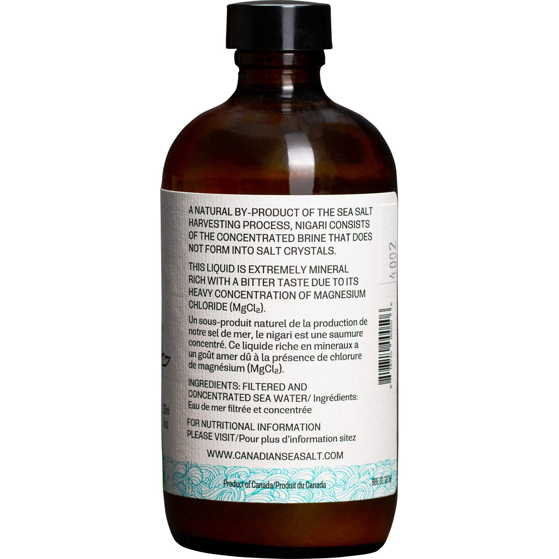 Vancouver Island Sea Salt Liquid Nigari Tofu Coagulant 227g back label