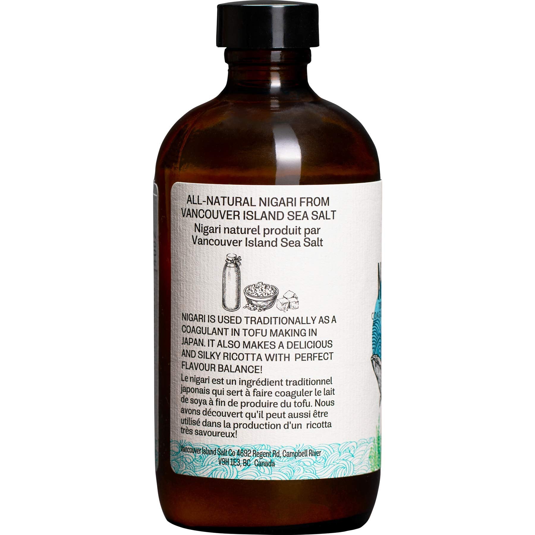 Vancouver Island Sea Salt Liquid Nigari Tofu Coagulant 227g bottle side view