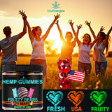 Variety of Healthergize Hemp Gummies in different flavours on a table