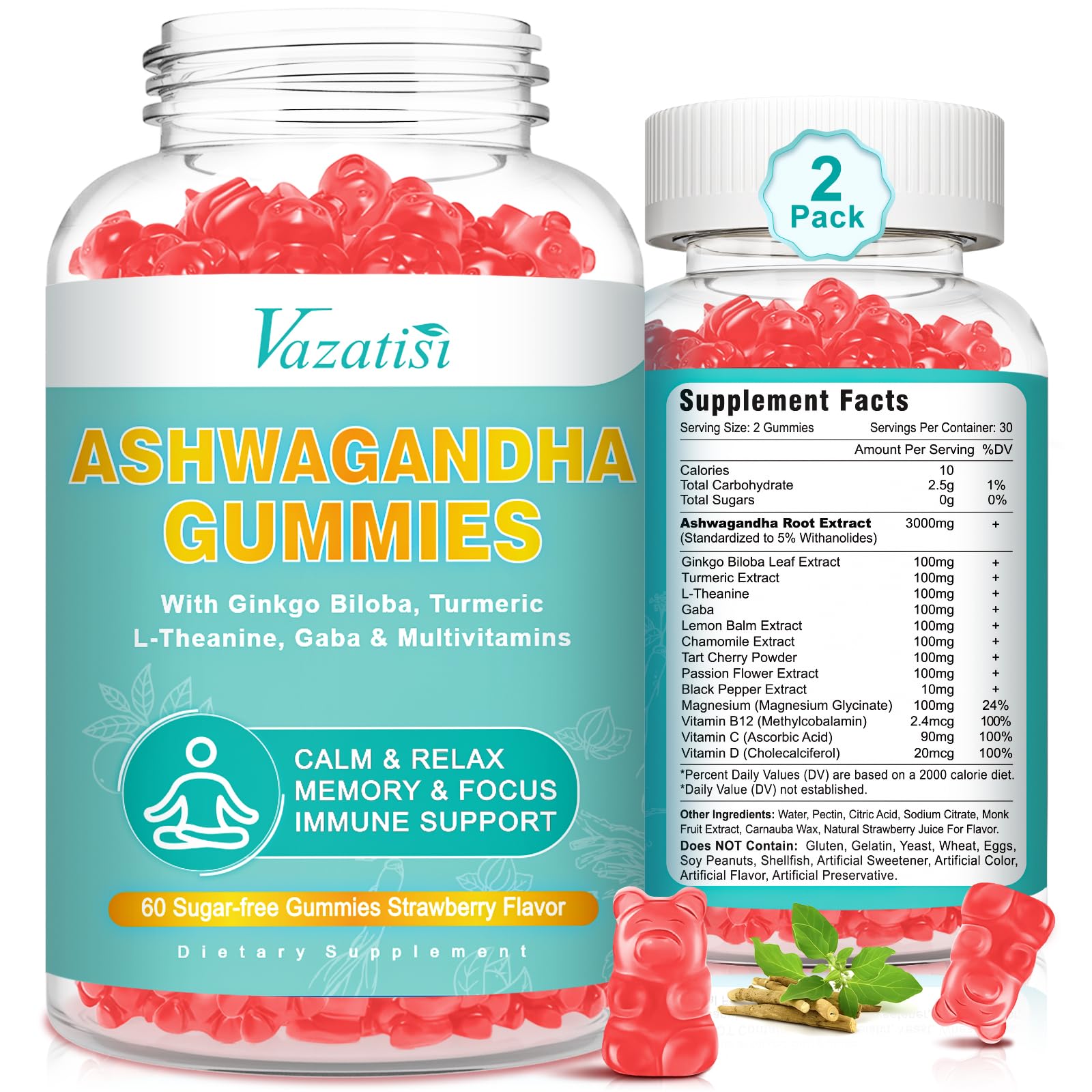 Vazatisi Ashwagandha Gummies 14-in-1 Formula front view